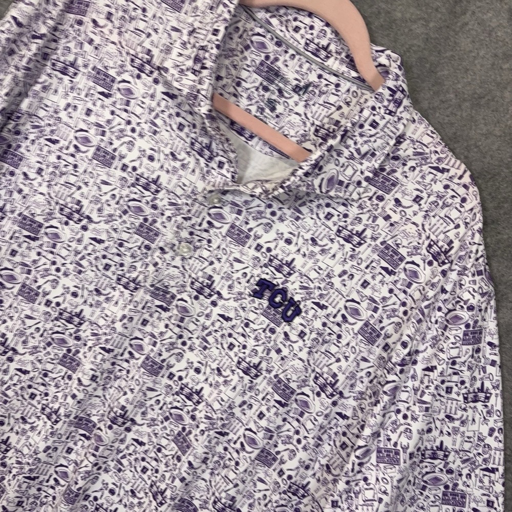 Johnnie O TCU Performance Polo Mens XL Purple Football Texas Christian UPF 50+